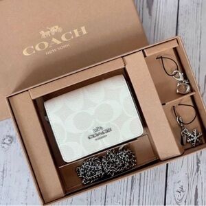 Coach Boxed Mini Wallet On A Chain In Signature Canvas